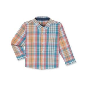 Wonder Nation Toddler Boys 3T Plaid Long Sleeve Button-Up Shirt